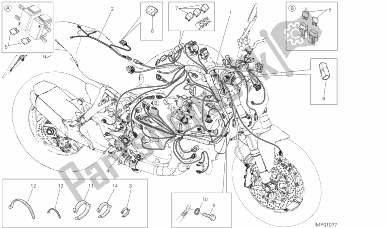 All parts for the Wiring Harness of the Ducati Monster 821 Thailand 2019